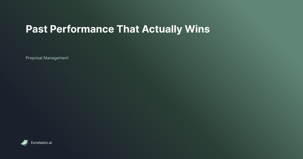 Past performance reference example for government contract proposals.
