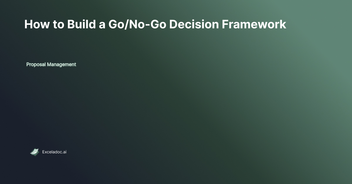 Go/no-go decision framework scoring matrix for RFP opportunities
